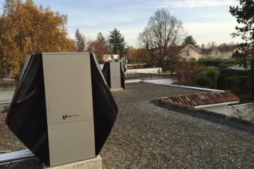 Installation de plusieurs Pompe à chaleur air/eau sur le toit  - SUISSE - GENEVE 